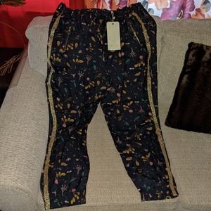 Navy Joggers with Gold Tuxedo Panel LaBellum Hillary Scott Pants Women's 3X